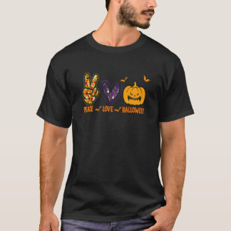 Camiseta Peace Love Halloween Lazy Halloween Costume Cool P