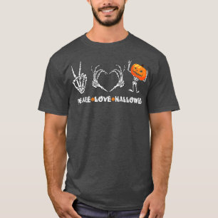 Camiseta Peace Love Halloween Scary Pumpkin Autumn Hallowee