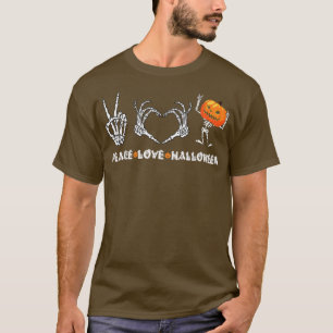 Camiseta Peace Love Halloween Scary Pumpkin Halloween Otoño