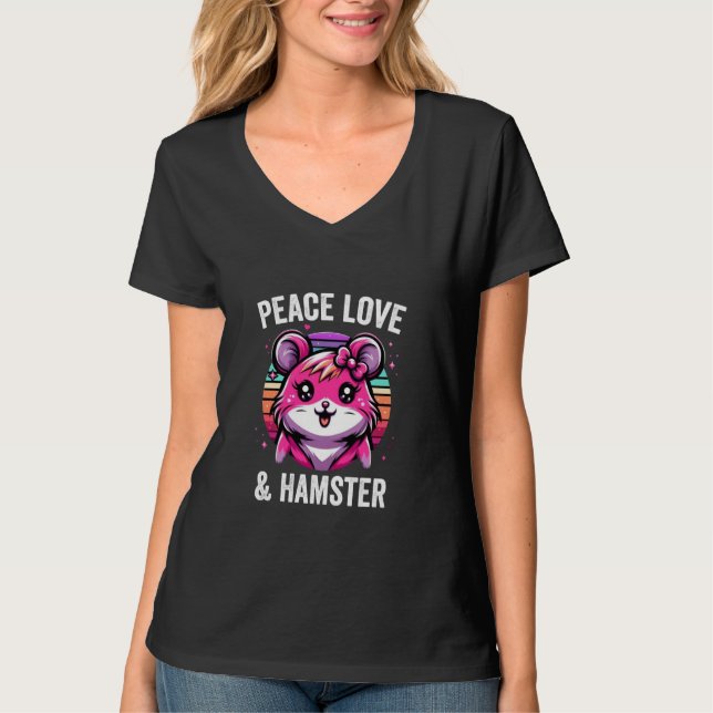 Camiseta Peace Love Hamster Funny Hammy (Anverso)