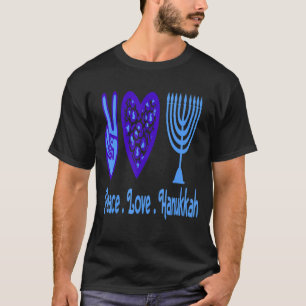 Camiseta Peace Love Hanukkah 2021 Jewish Tee Menorah Hanukk