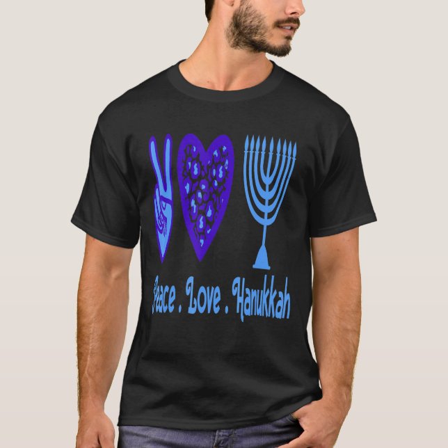 Camiseta Peace Love Hanukkah 2021 Jewish Tee Menorah Hanukk (Anverso)