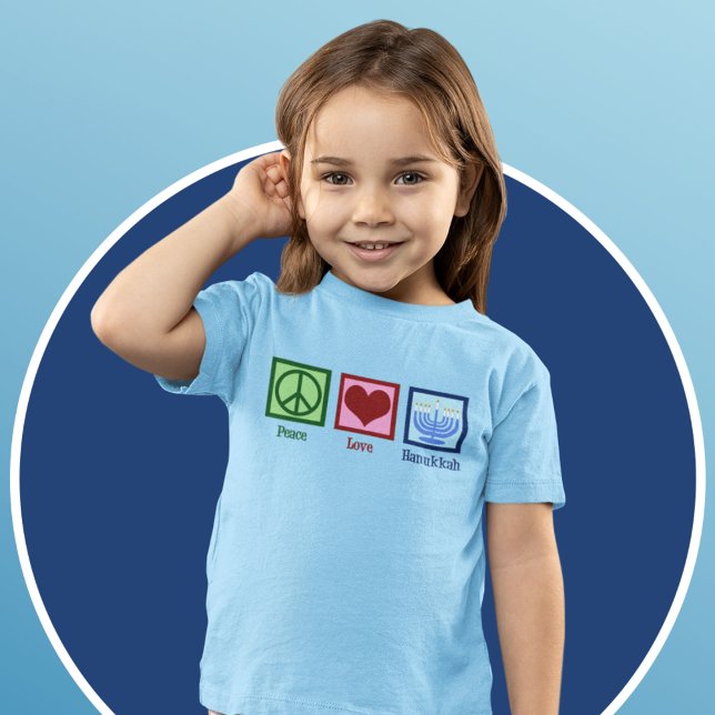 Camiseta Peace Love Hanukkah Cute Chica Azul (Subido por el creador)