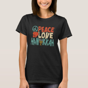 Camiseta Peace Love Hanukkah Jewish Menorah Chanukah Retro