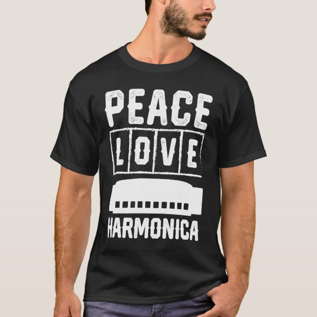 Camiseta Peace Love Harmonica (Anverso)