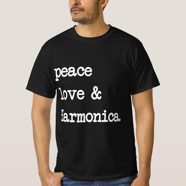 Camiseta Peace Love Harmonica (Anverso)