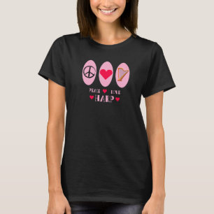 Camiseta Peace Love Harp Heart Orchestra Concert Rhythm Ton