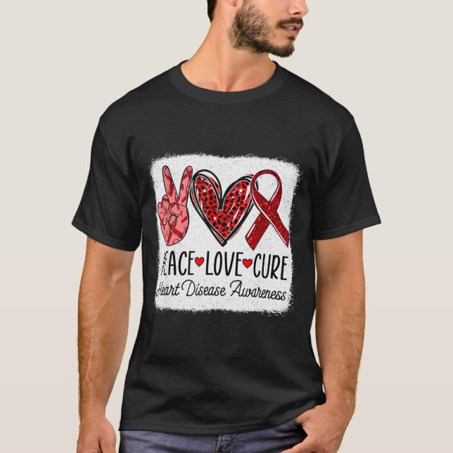Camiseta Peace Love Heart Disease Awareness Chd Suprt Wear  (Anverso)
