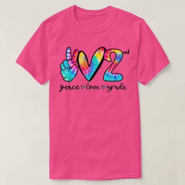 Camiseta Peace Love Heart Second Grado De Nuevo A (Diseño del anverso)