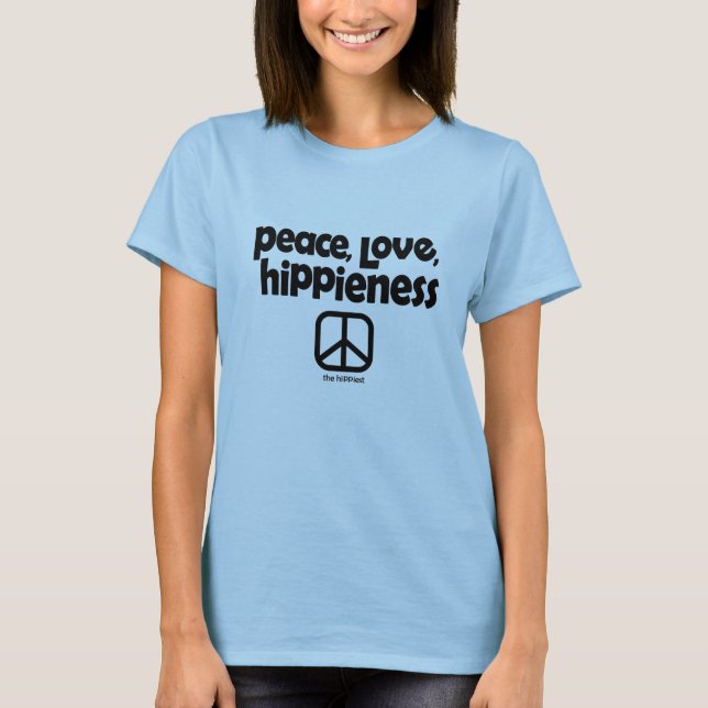 Camiseta Peace Love Hippieess Tie Dye Tee Blue Ladies (Anverso)