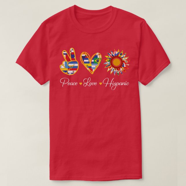 Camiseta Peace Love Hispanic Heritage month Sunflower Count (Diseño del anverso)