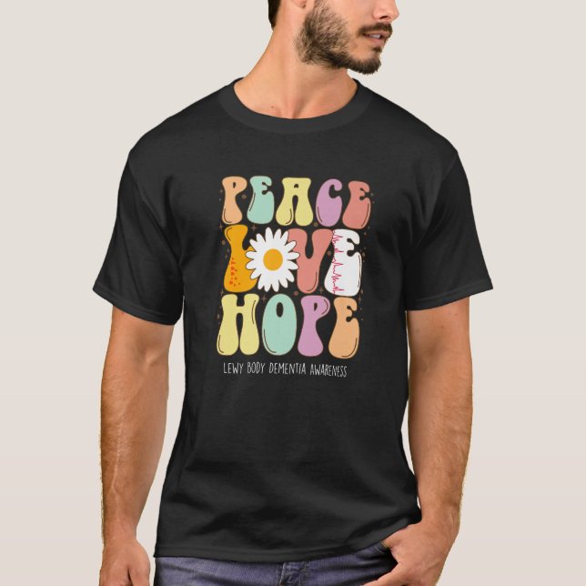 Camiseta Peace Love Hope Lewy Body Dementia LBD Awareness G (Anverso)