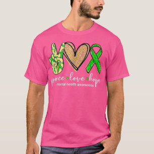 Camiseta Peace Love Hope Mental Health Awareness Green Ribb