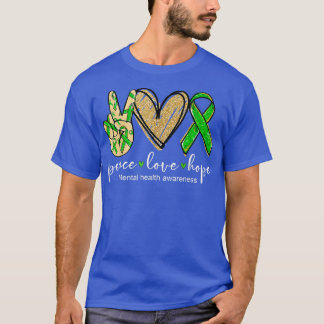 Camiseta Peace Love Hope Mental Health Awareness Shirt Gree