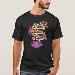 Camiseta Peace Love Hope Retro Vintage Boho Hippie Trippy F