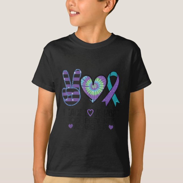 Camiseta Peace Love Hope Suicide Prevention Tie Dye Awarene (Anverso)