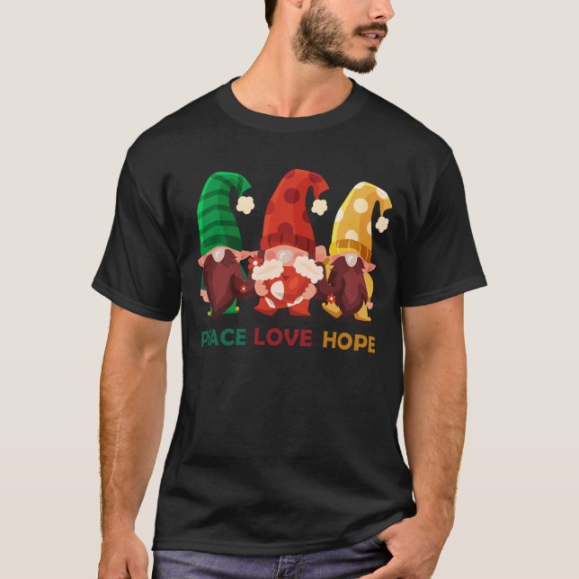 Camiseta Peace Love Hope zwerge Frohe Weihnachten (Anverso)
