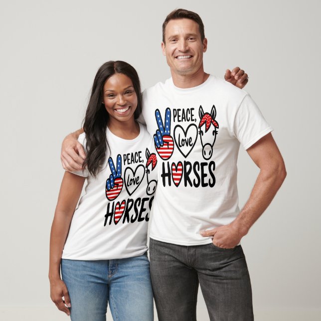 Camiseta Peace Love Horses America Tee (Unisexo)