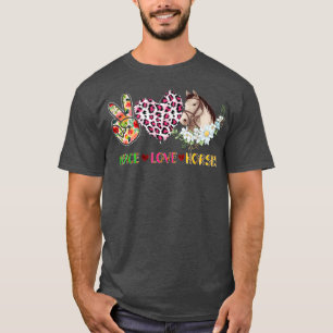 Camiseta Peace Love Horses Leopard Caballo Floral Vestido G