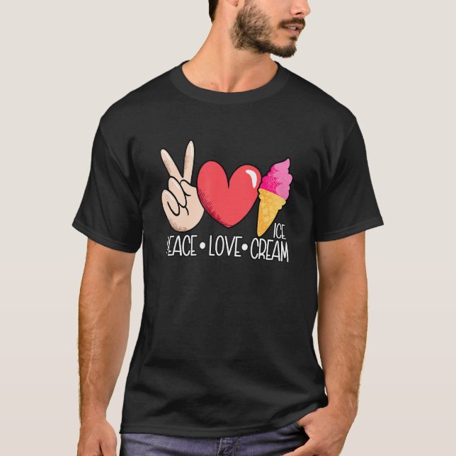 Camiseta Peace Love Ice Cream Summer Frozen Gelato (Anverso)