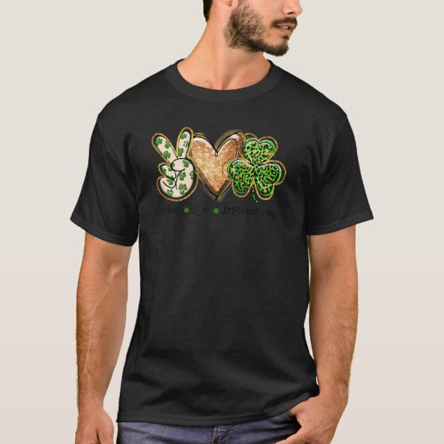 Camiseta Peace Love Irish Cute Peace Heart Shamrock St Patr (Anverso)