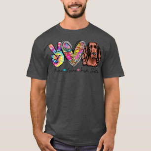 Camiseta Peace Love Irish Setter Funny Tie Dye Perros Amant