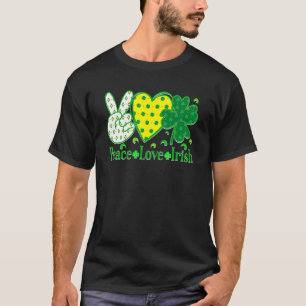 Camiseta Peace Love Irish St Patrick Day Shamrock