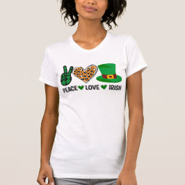 Camiseta Peace Love IrIsh St. Patrick's Day