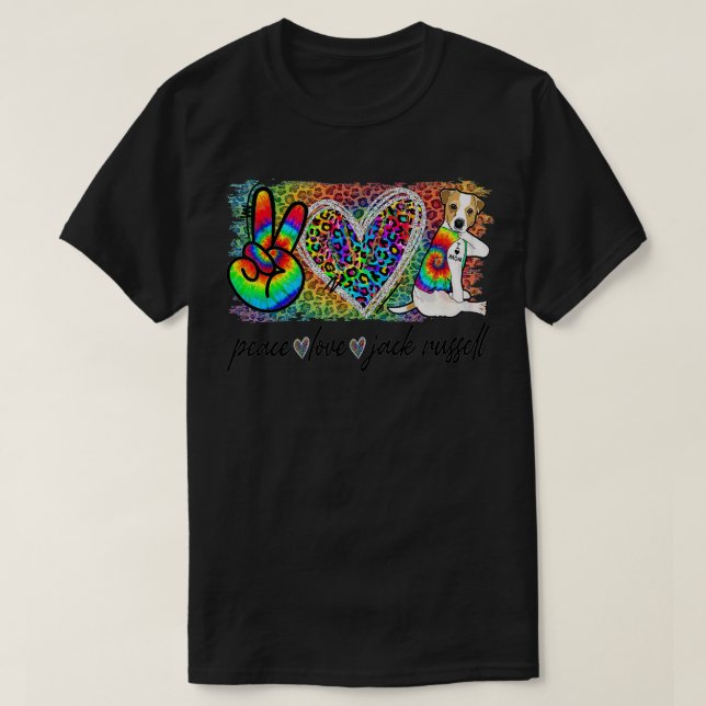 Camiseta Peace Love Jack Russell Tie Dye Dog Lover (Diseño del anverso)