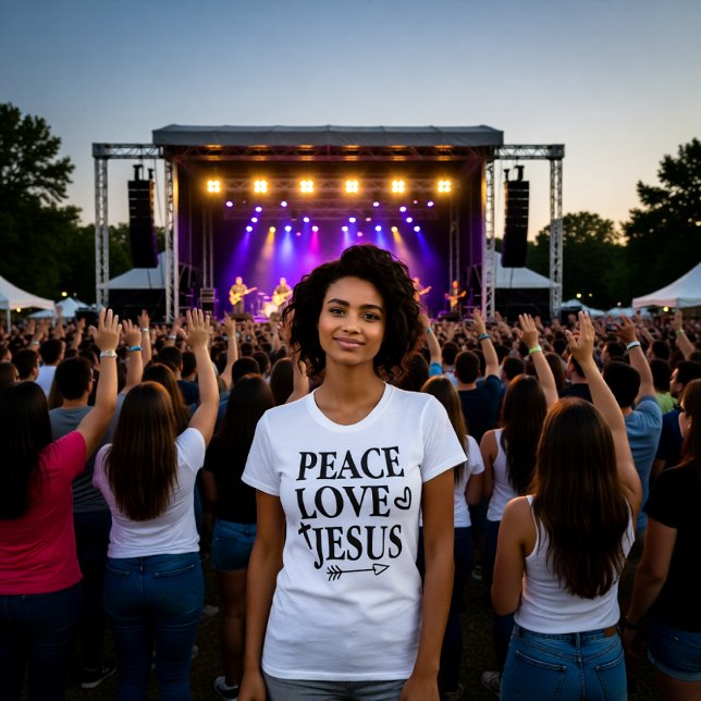 Camiseta Peace Love Jesus Bold Faith Statement Tee (Subido por el creador)