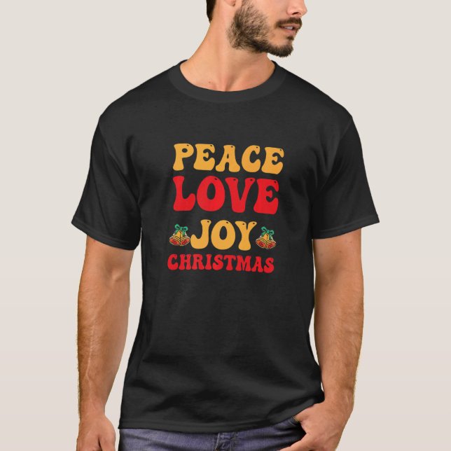 Camiseta Peace Love Joy Christmas Santa Family Snow Winter  (Anverso)