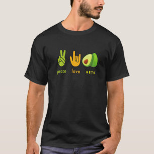 Camiseta Peace Love Keto Funny Hand Rótulo Y Advocado Diseñ