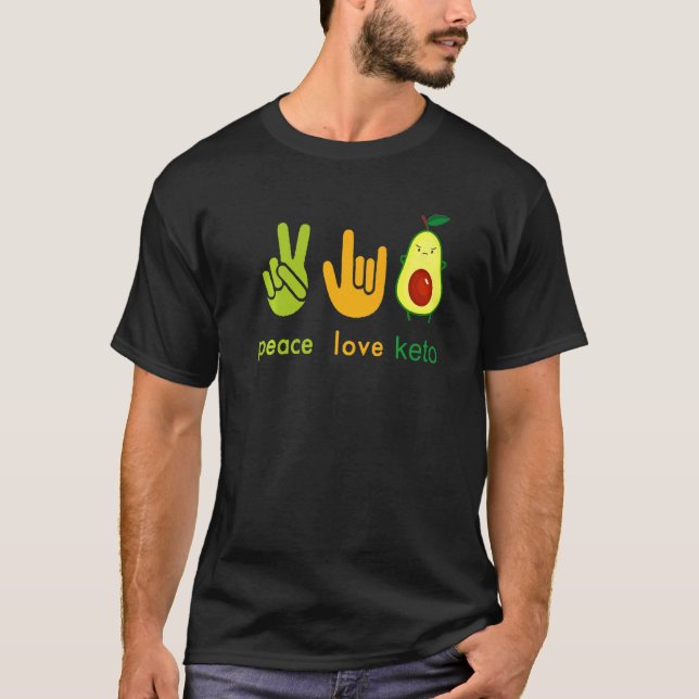 Camiseta Peace Love Keto Funny Painter Avocado Hand Sign De (Anverso)