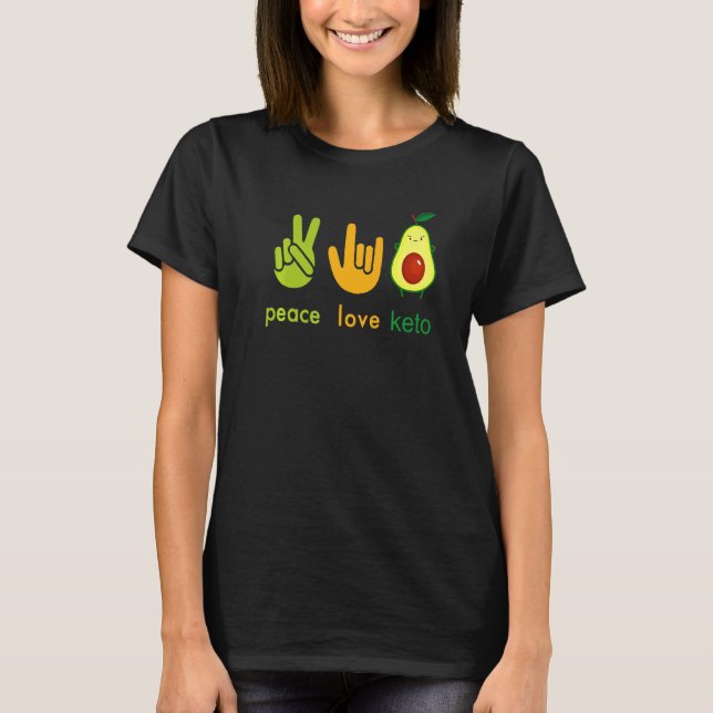 Camiseta Peace Love Keto Funny Painter Avocado Hand Sign De (Anverso)
