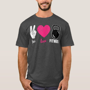 Camiseta Peace Love Kettlebell Workout Guay Fitness Lover G