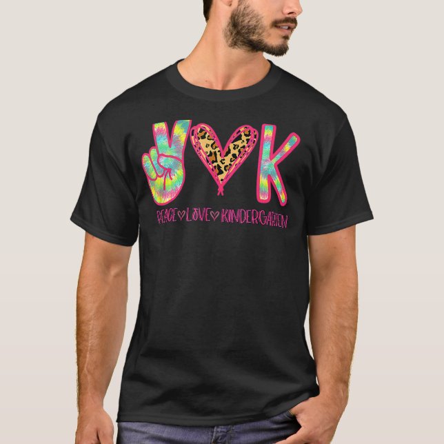 Camiseta Peace Love Kindergarten Squad vuelve al partido es (Anverso)