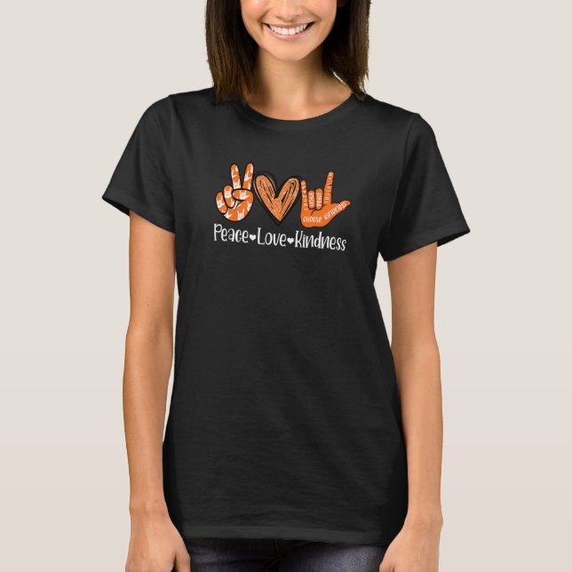 Camiseta Peace Love Kindness I Love You Sign Language Anti  (Anverso)