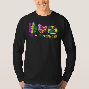 Camiseta Peace Love King Cake Funny Festival Mardi Gras Par