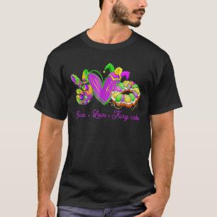 Camiseta Peace Love King Cake, Funny Mardi Gras Fiesta Carn