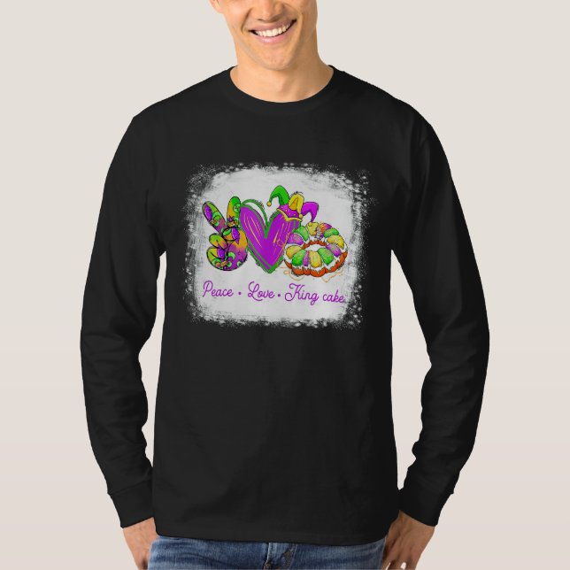 Camiseta Peace Love King Cake Funny Mardi Gras Fiesta Carni (Anverso)