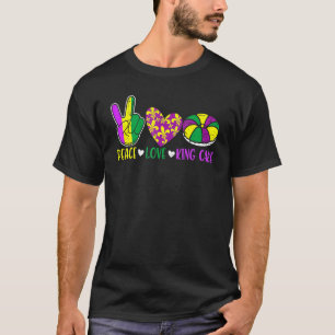 Camiseta Peace Love King Cake Funny Mardi Gras Fiesta Carni