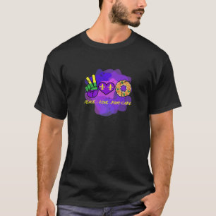 Camiseta Peace Love King Cake Funny Mardi Gras Fiesta Carni
