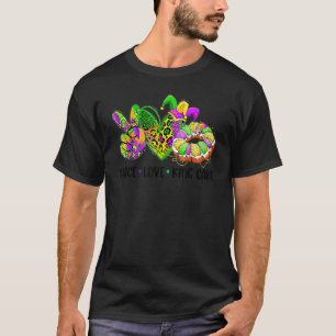 Camiseta Peace Love King Cake Mardi Gras Festival Fiesta Te