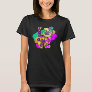 Camiseta Peace Love King Cake Mardi Gras Hombres Mujeres Ni