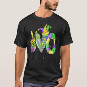 Camiseta Peace Love King Cake Mardi Gras Hombres Mujeres Ni