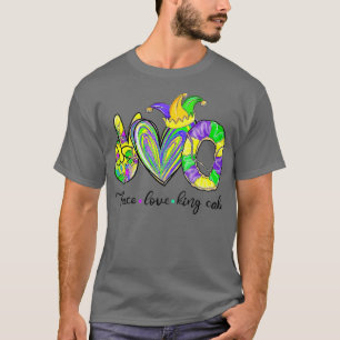 Camiseta Peace Love King Cake Mardi Gras Hombres Mujeres Ni