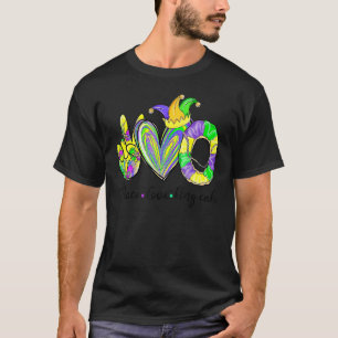 Camiseta Peace Love King Cake Mardi Gras Hombres Mujeres Ni