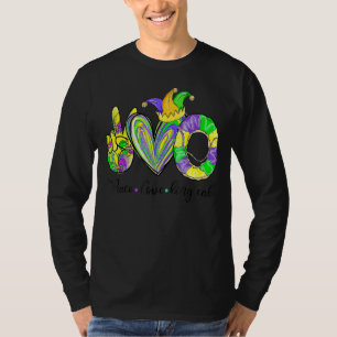 Camiseta Peace Love King Cake Mardi Gras T Hombres Mujeres 