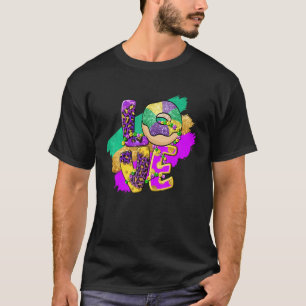 Camiseta Peace Love King Cake Mardi Gras T Hombres Mujeres