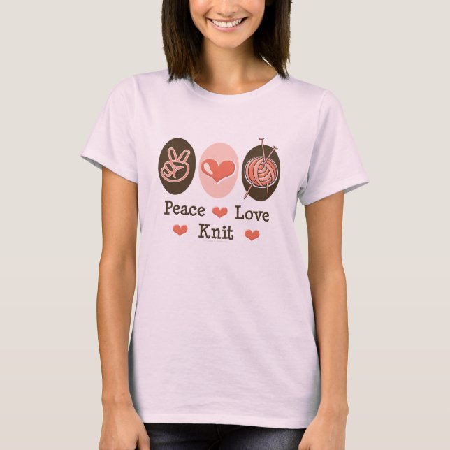 Camiseta Peace Love Knit Knitting T-shirt (Anverso)